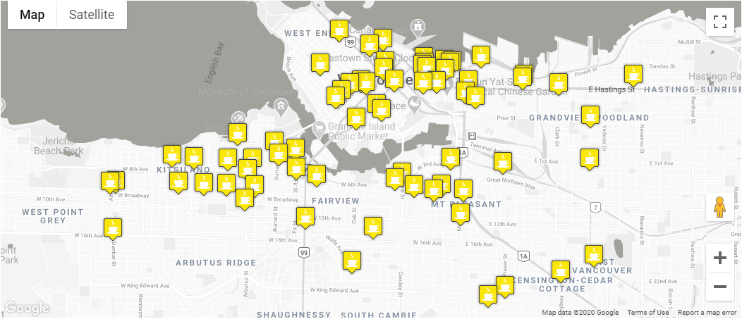 Vancouver Coffee Snob map preview